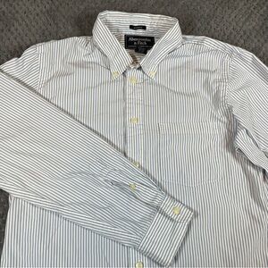 Abercrombie and Fitch Men's Striped Oxford Shirt Medium Muscle Fit Button Down
